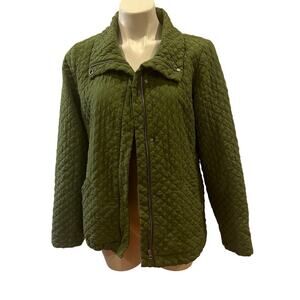 Green Eileen Fisher Quilted Silk Jacket sz S Lightweight Jacket